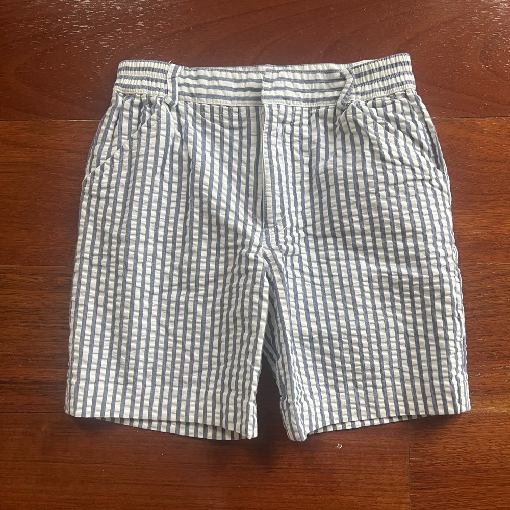 FLORENCE EISEMAN Boys Seersucker Blue Stripe Shorts, Size 4, Excellent condition